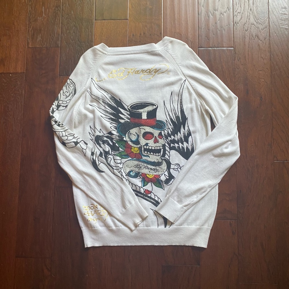 Amazing Rhinestone Ed Hardy Cardigan Jumper